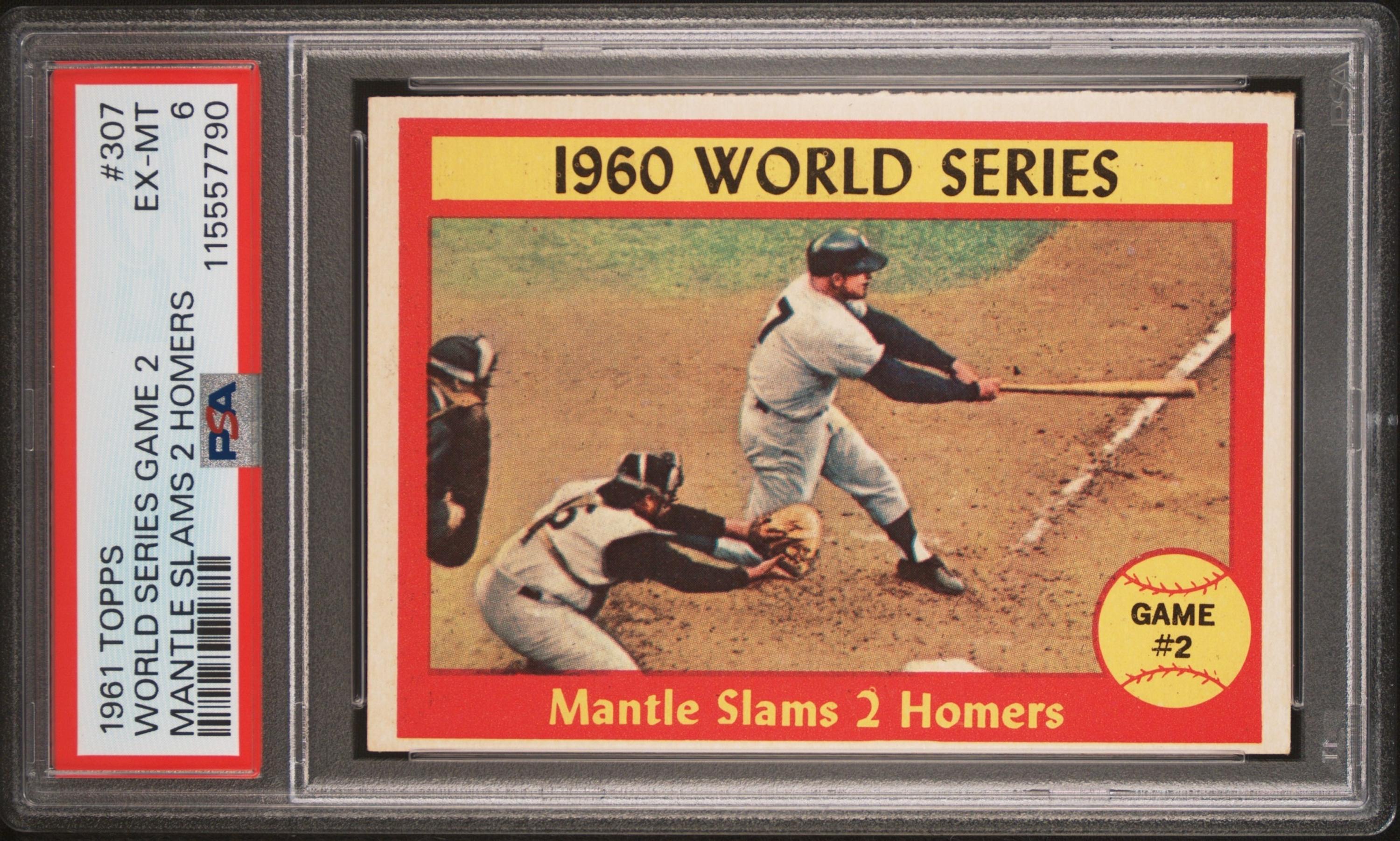 A 1961 Topps Mickey Mantle World Series Baseball Card No. 307 (PSA 6 EX-MT) from The Collection of David Eisenhower