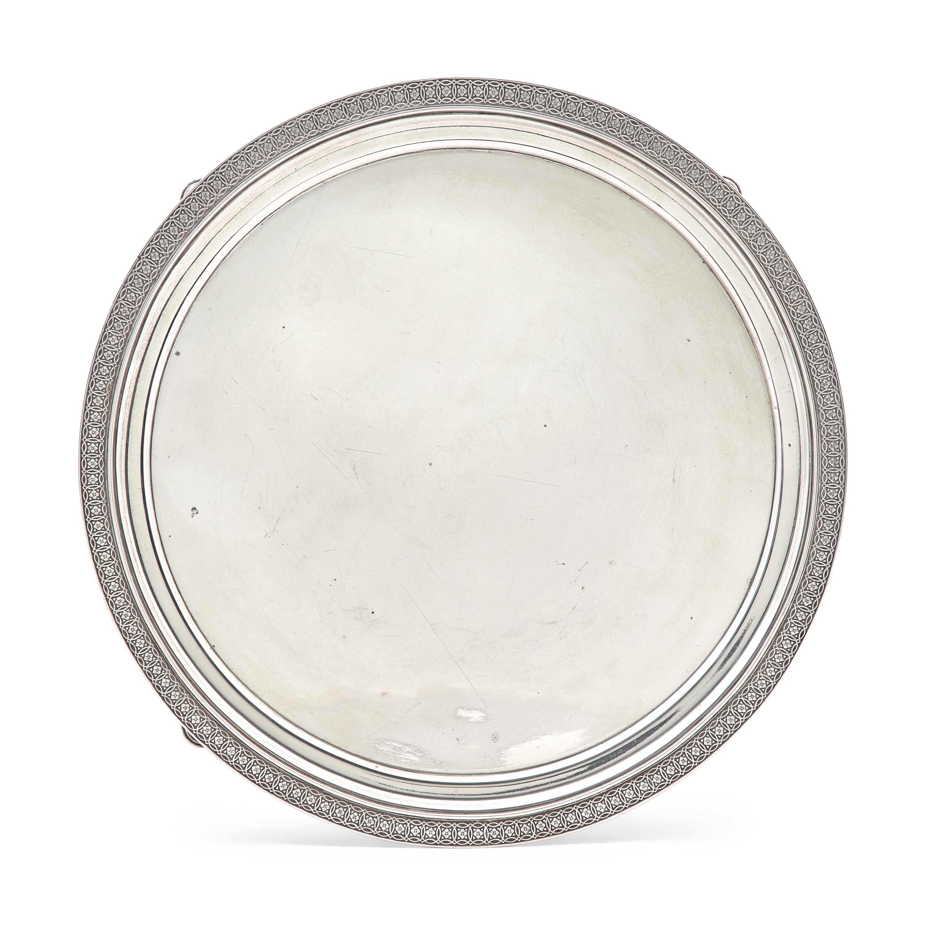 A Late Classical Sterling Silver Footed Round Tray