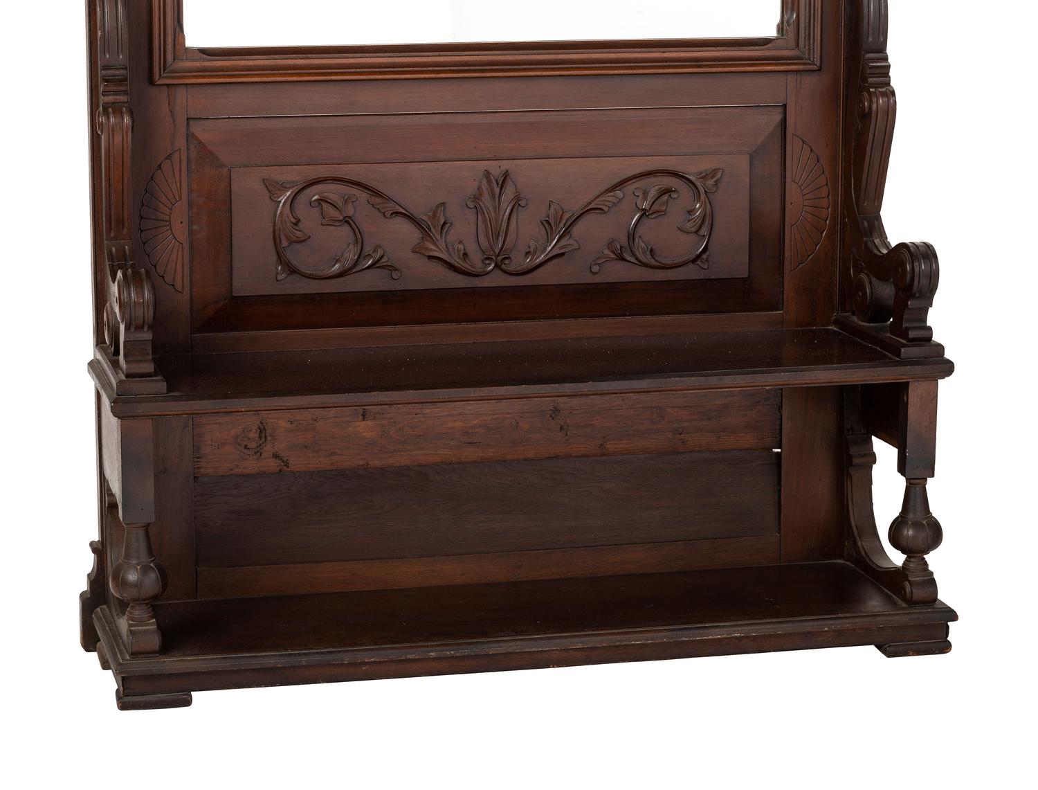 A Victorian Architectural Carved Walnut Hall Bench