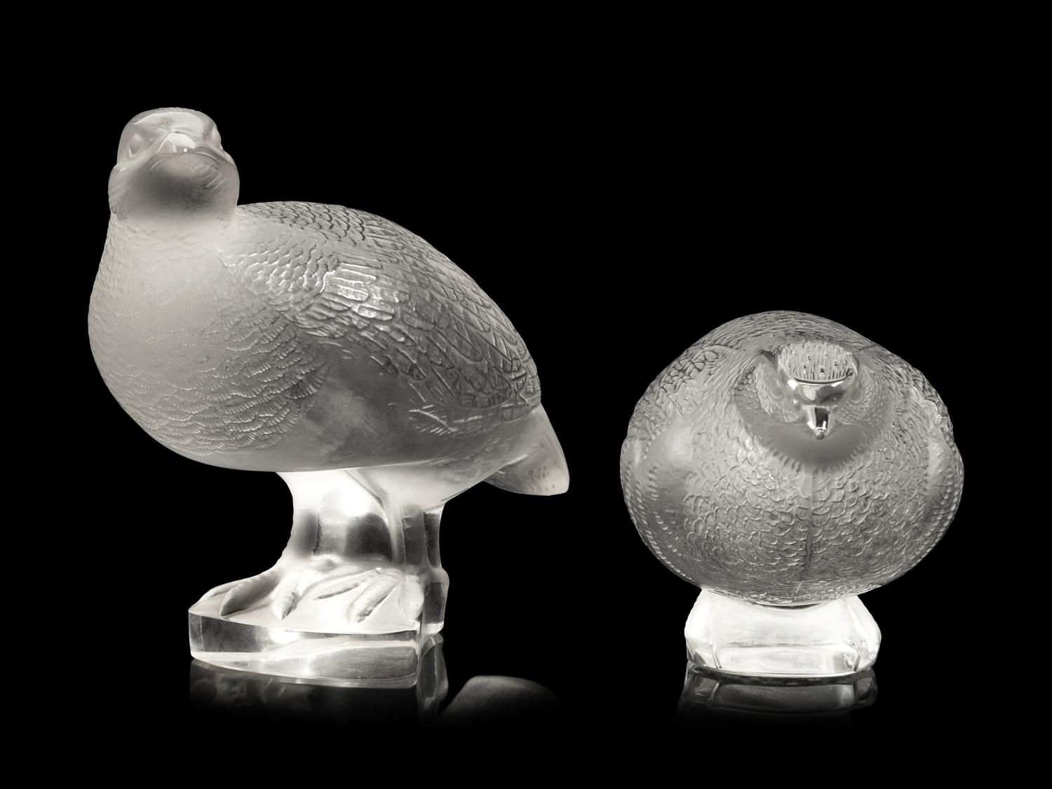 Two Lalique Perdrix Sculptures