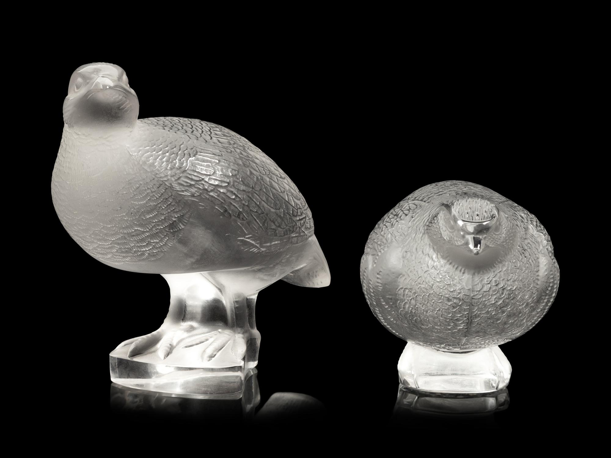 Two Lalique Perdrix Sculptures