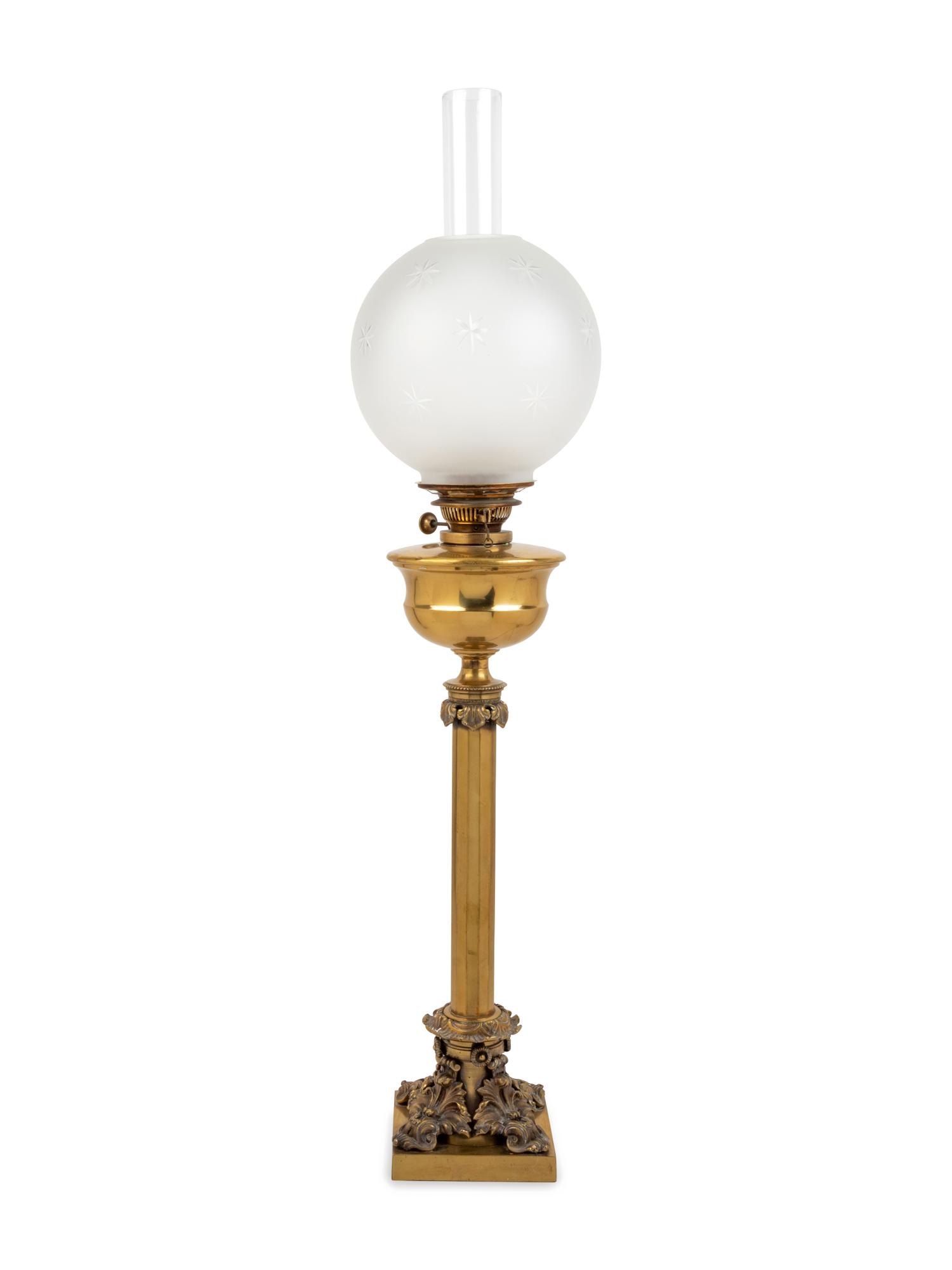 A Neoclassical Brass Oil Lamp