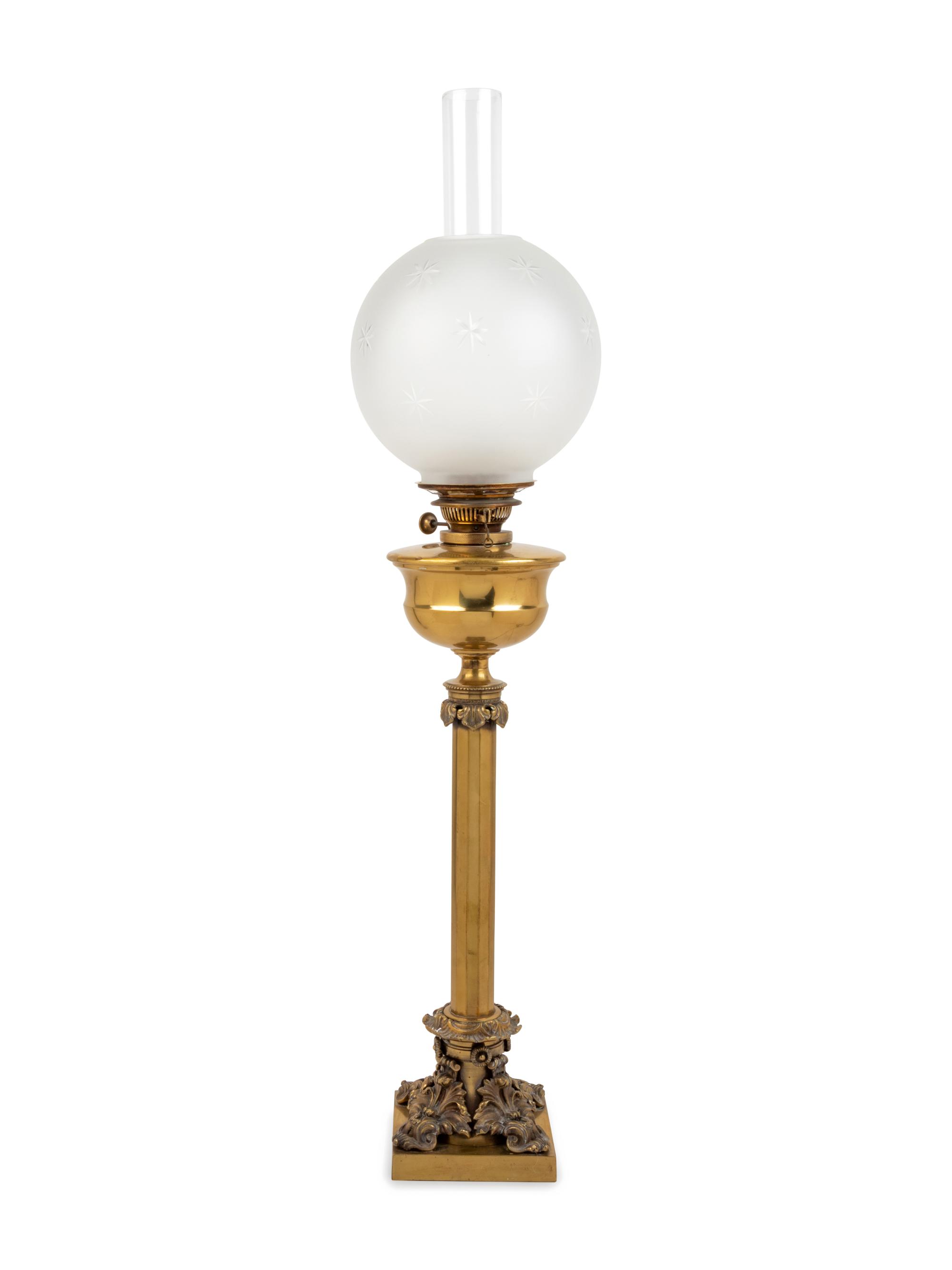 A Neoclassical Brass Oil Lamp