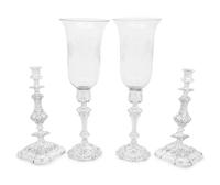 Two Pairs of Silver-Plate Candlesticks