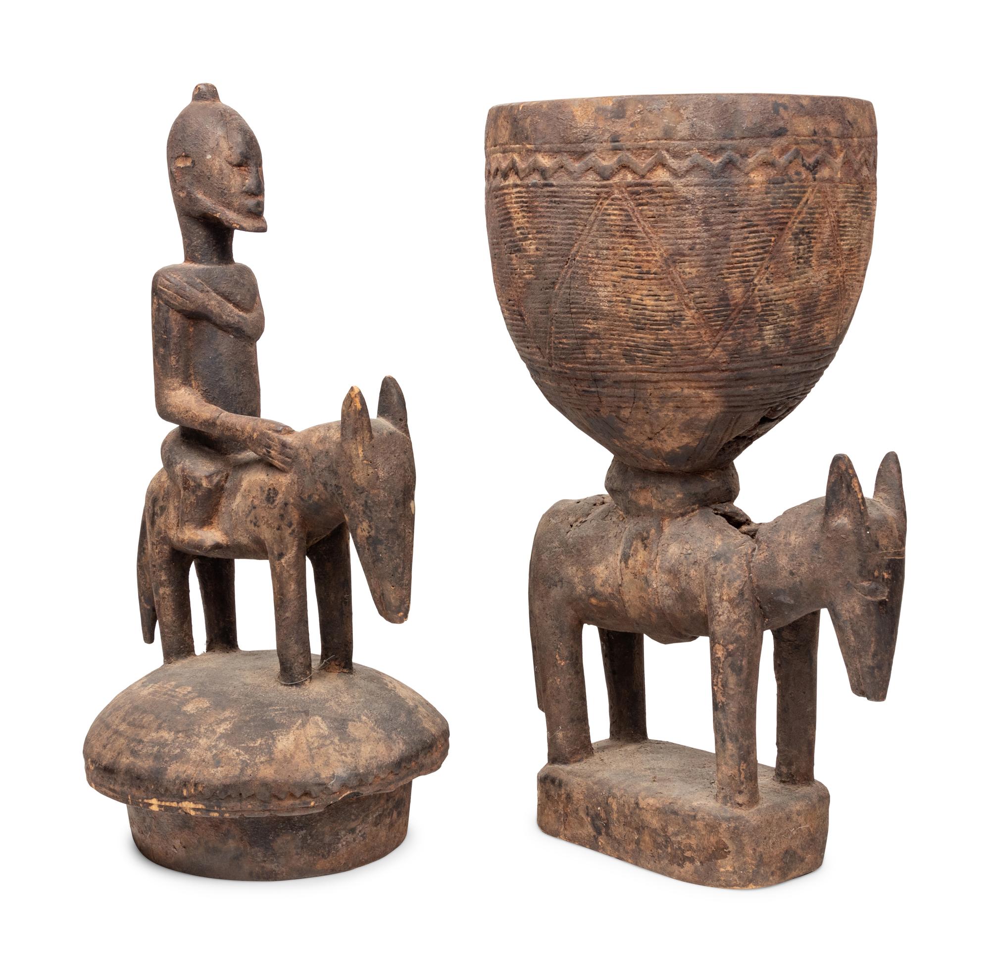 A Dogon Carved Figural Offering Bowl