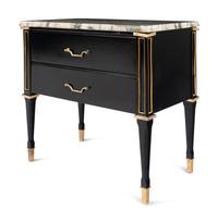 A Pair of Gilt Metal Mounted Ebonized Side Chests or Bedside Tables in the Style of Maison Jansen