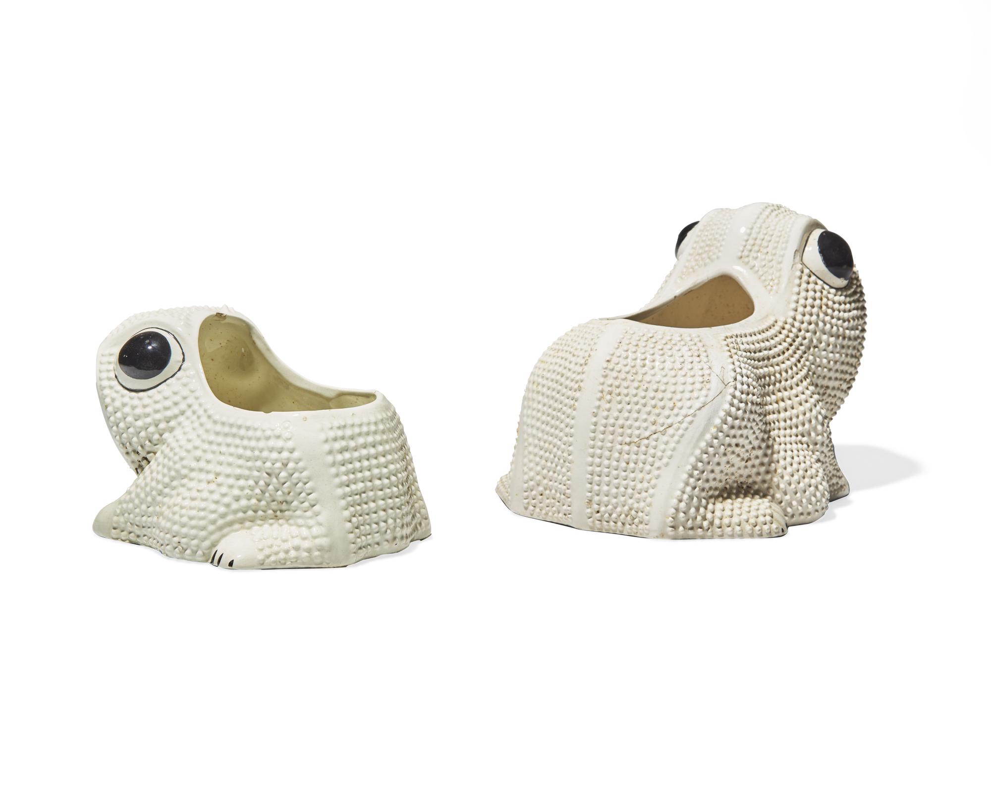 Two Italian ceramic frog-form planters, 20th / 21st century