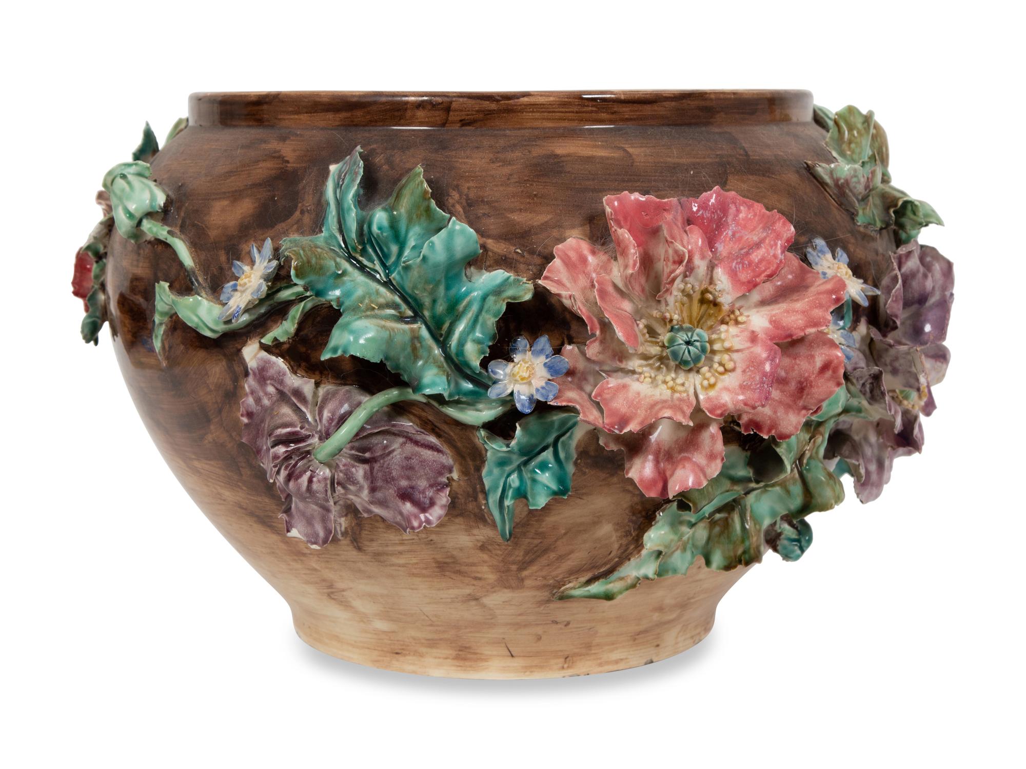 A French Barbotine Majolica Vase