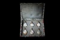 A Set of Six Peking Enamel on Copper Snuff Bottles