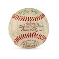 A 1959 Milwaukee Braves Team Signed Autograph Baseball Featuring Hank Aaron (Beckett Authentication Services)