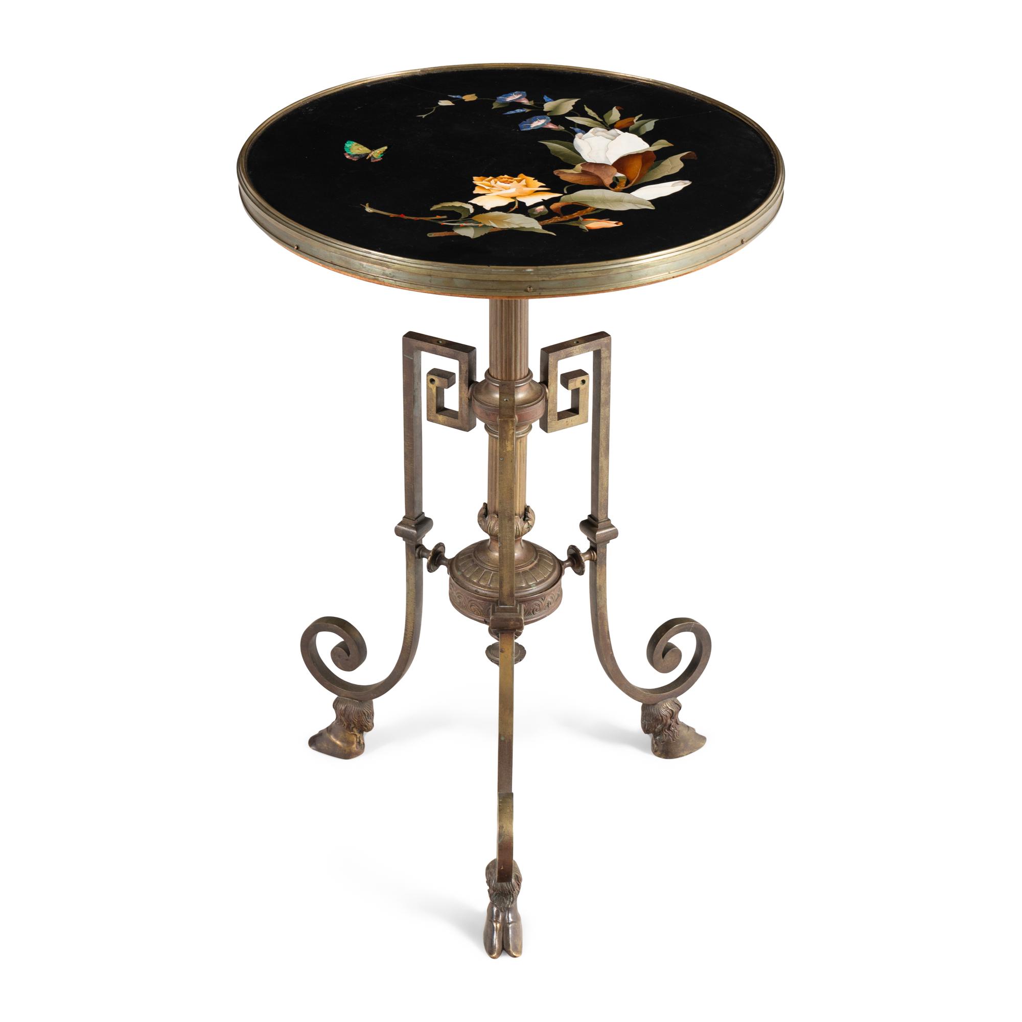 A Continental Gilt Bronze and Pietra Dura Side Table