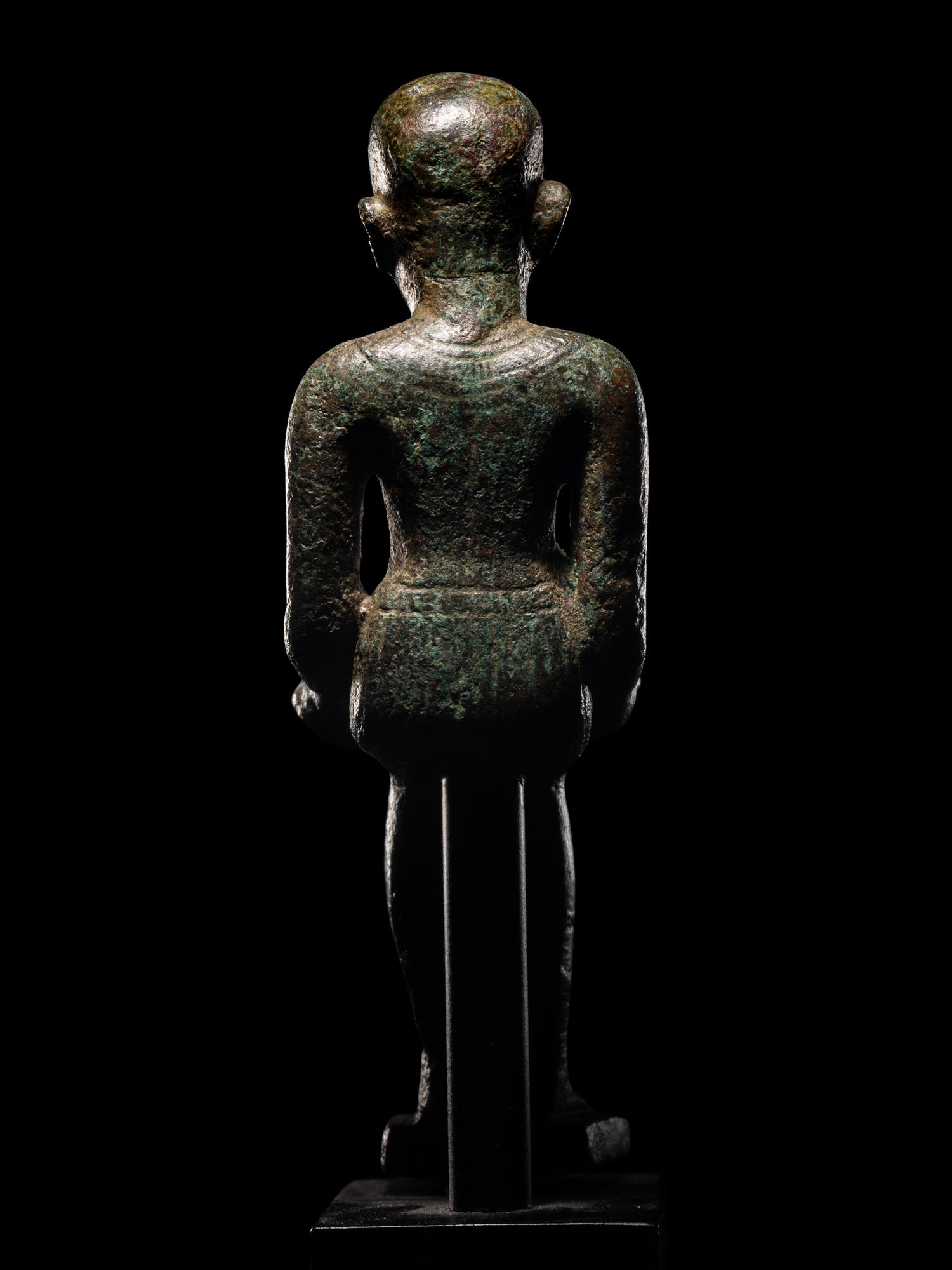 An Egyptian Bronze Imhotep with Silver Inlaid Eyes