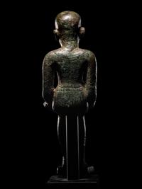 An Egyptian Bronze Imhotep with Silver Inlaid Eyes