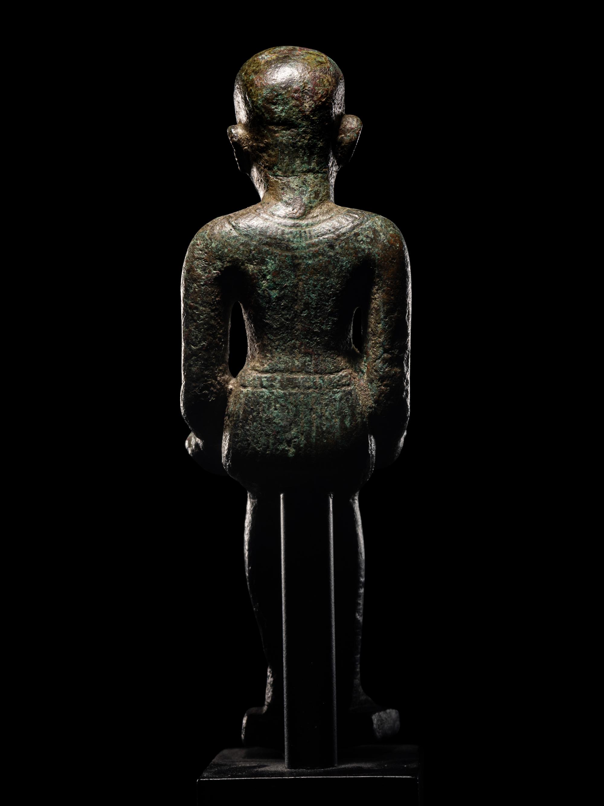 An Egyptian Bronze Imhotep with Silver Inlaid Eyes