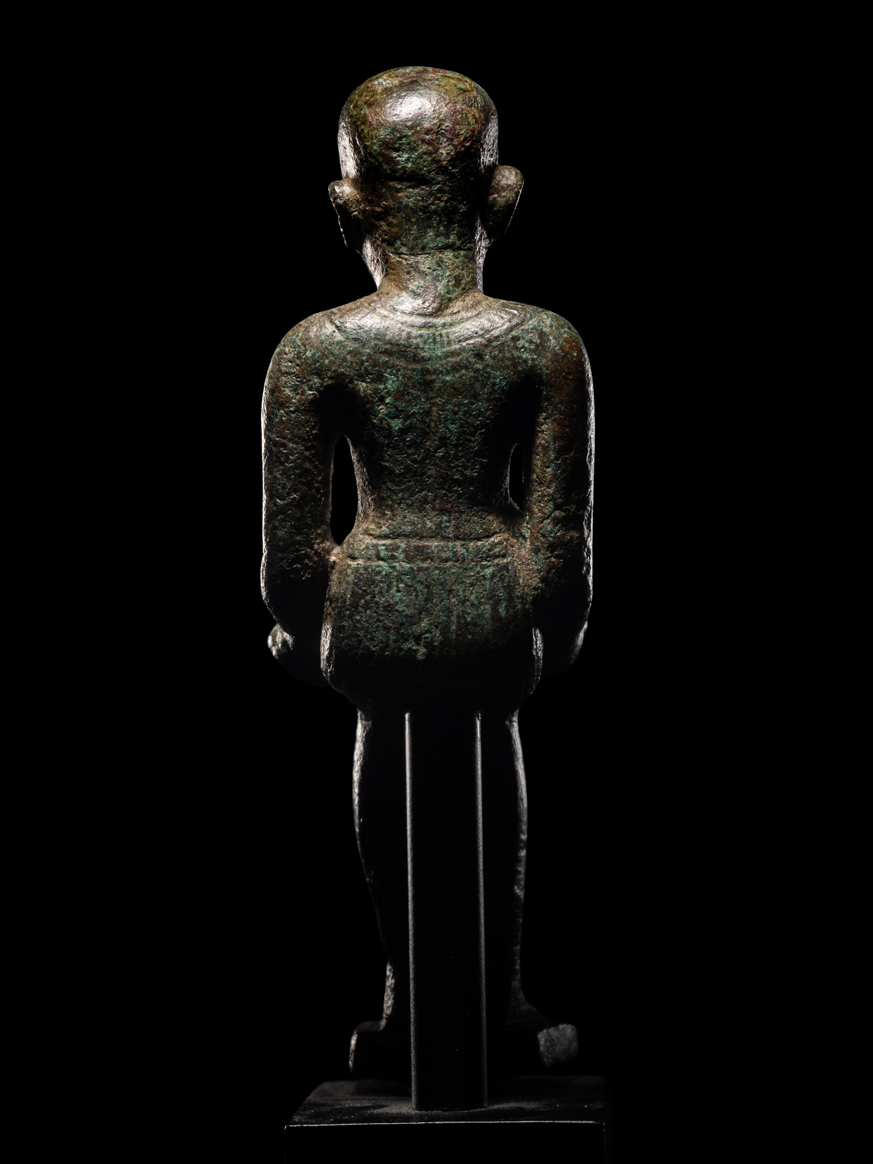 An Egyptian Bronze Imhotep with Silver Inlaid Eyes