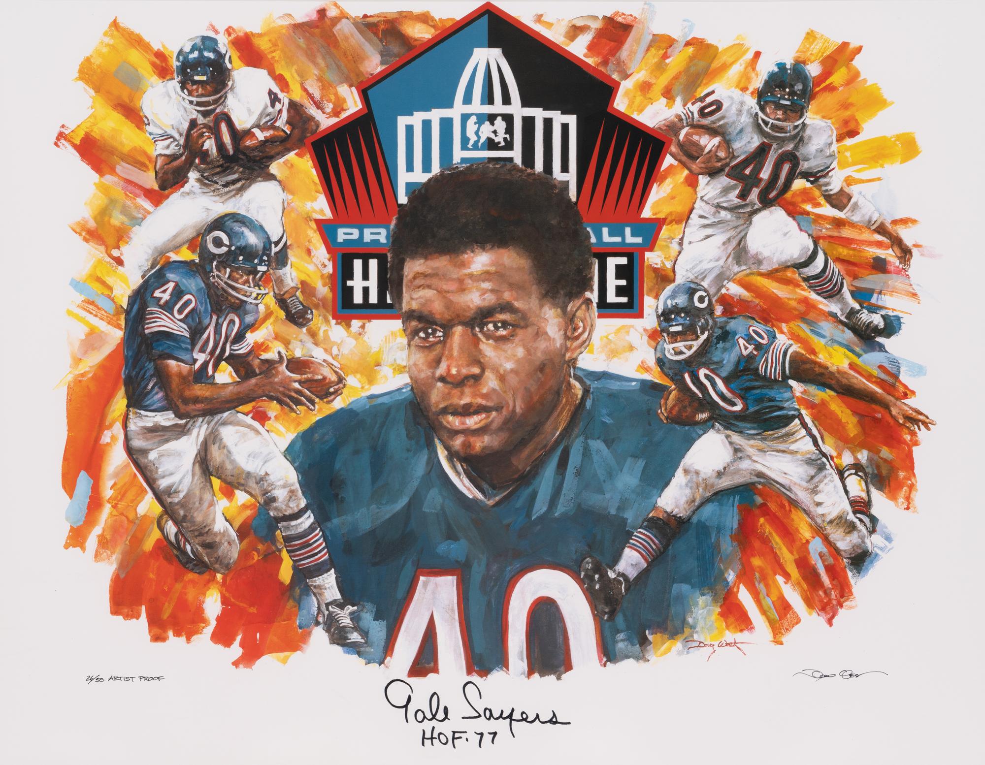 A Rare Group of Two Chicago Bears Limited Edition Oversized Signed Lithographs Featuring Dick Butkus and Gale Sayers