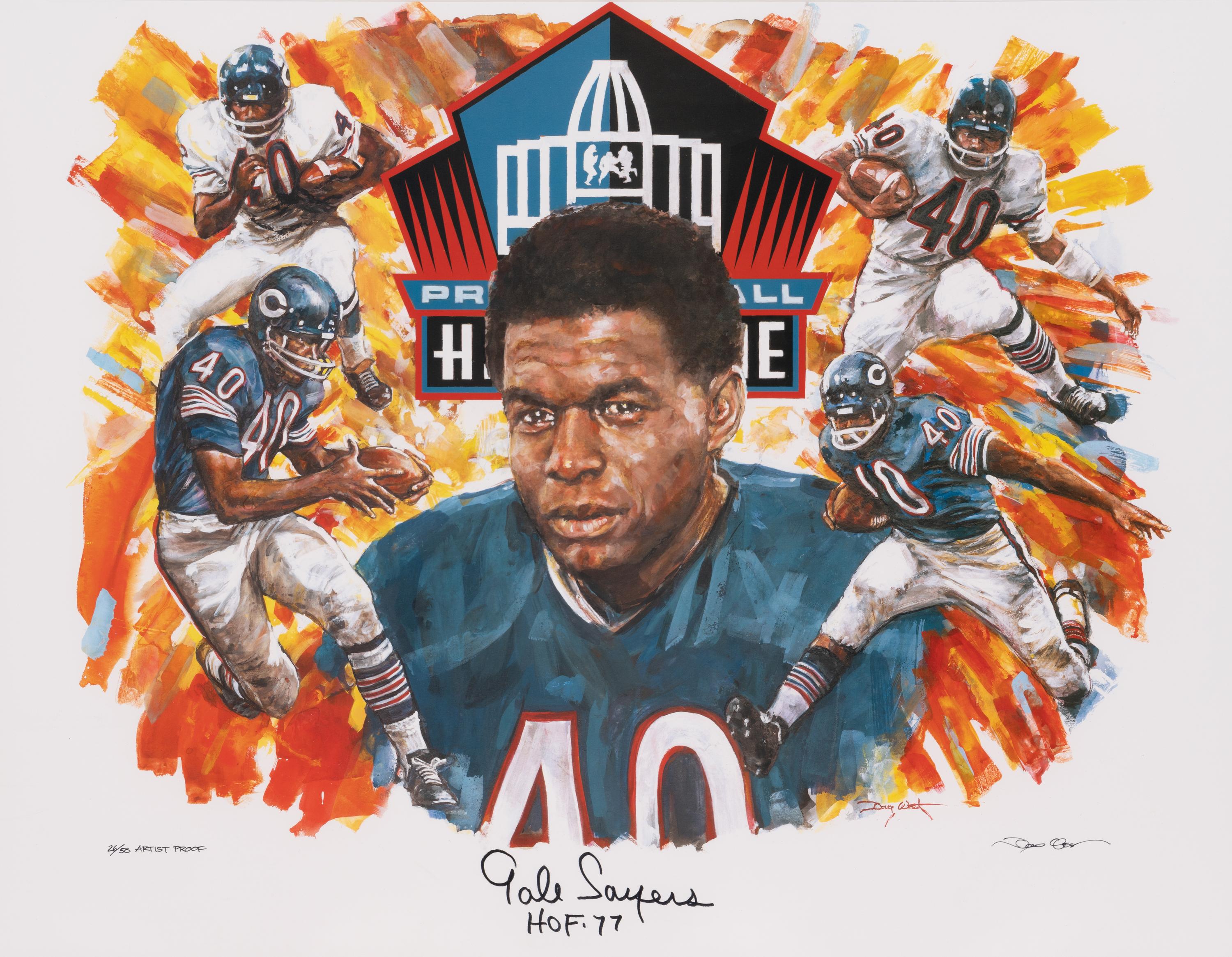 A Rare Group of Two Chicago Bears Limited Edition Oversized Signed Lithographs Featuring Dick Butkus and Gale Sayers