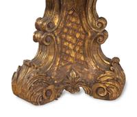 An Italian Baroque Style Carved Giltwood Marble-Top Pedestal Table