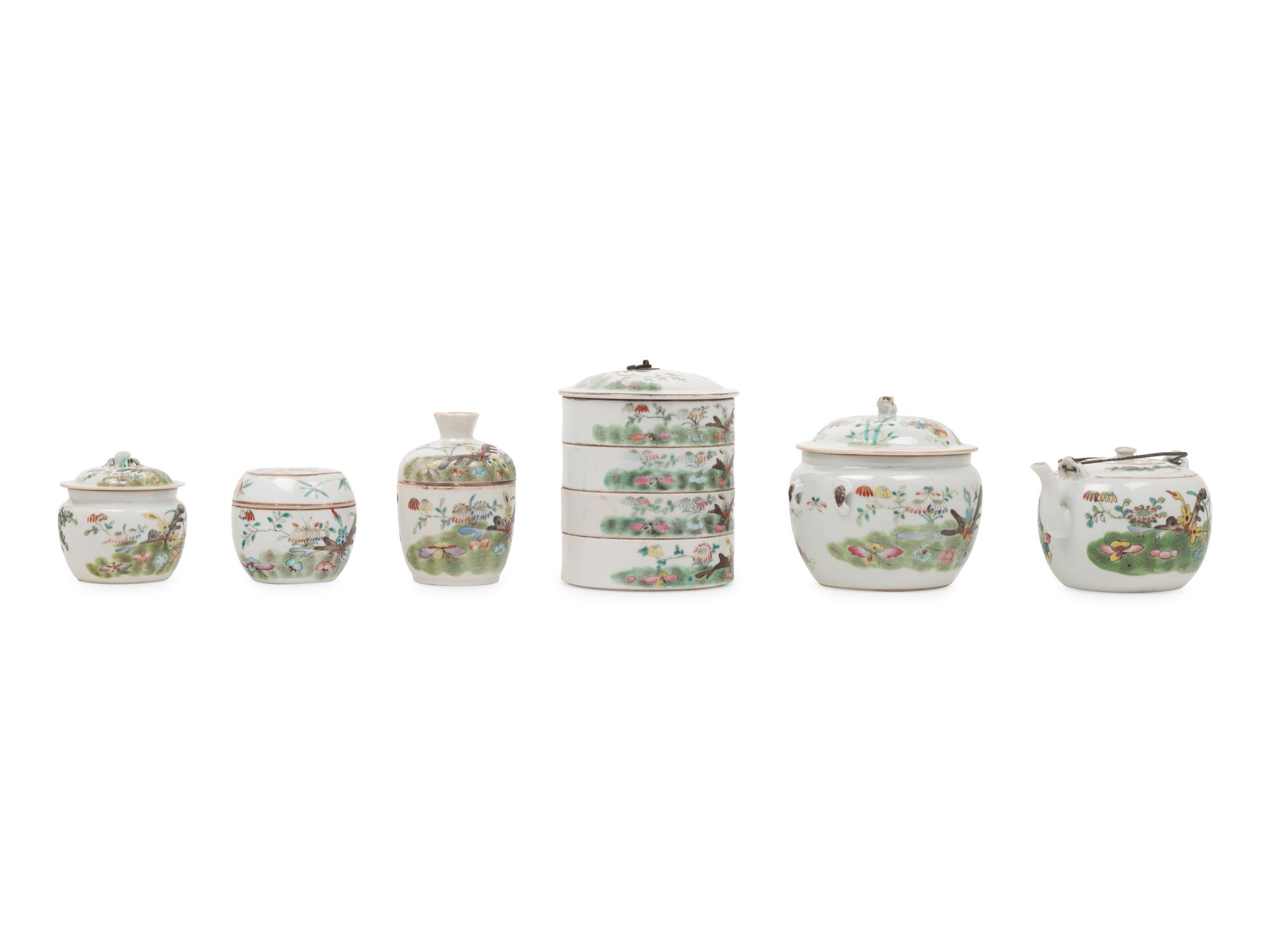 Six Chinese Famille Rose Porcelain Wares