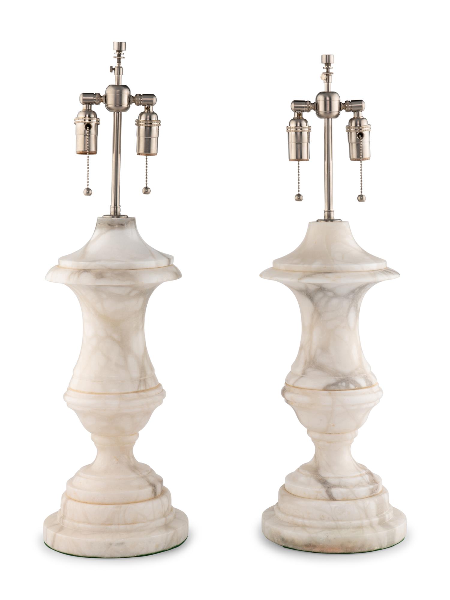 A Pair of Carrara Urn Lamps