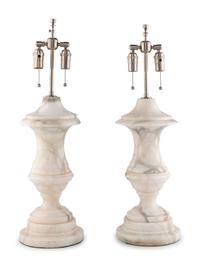 A Pair of Carrara Urn Lamps