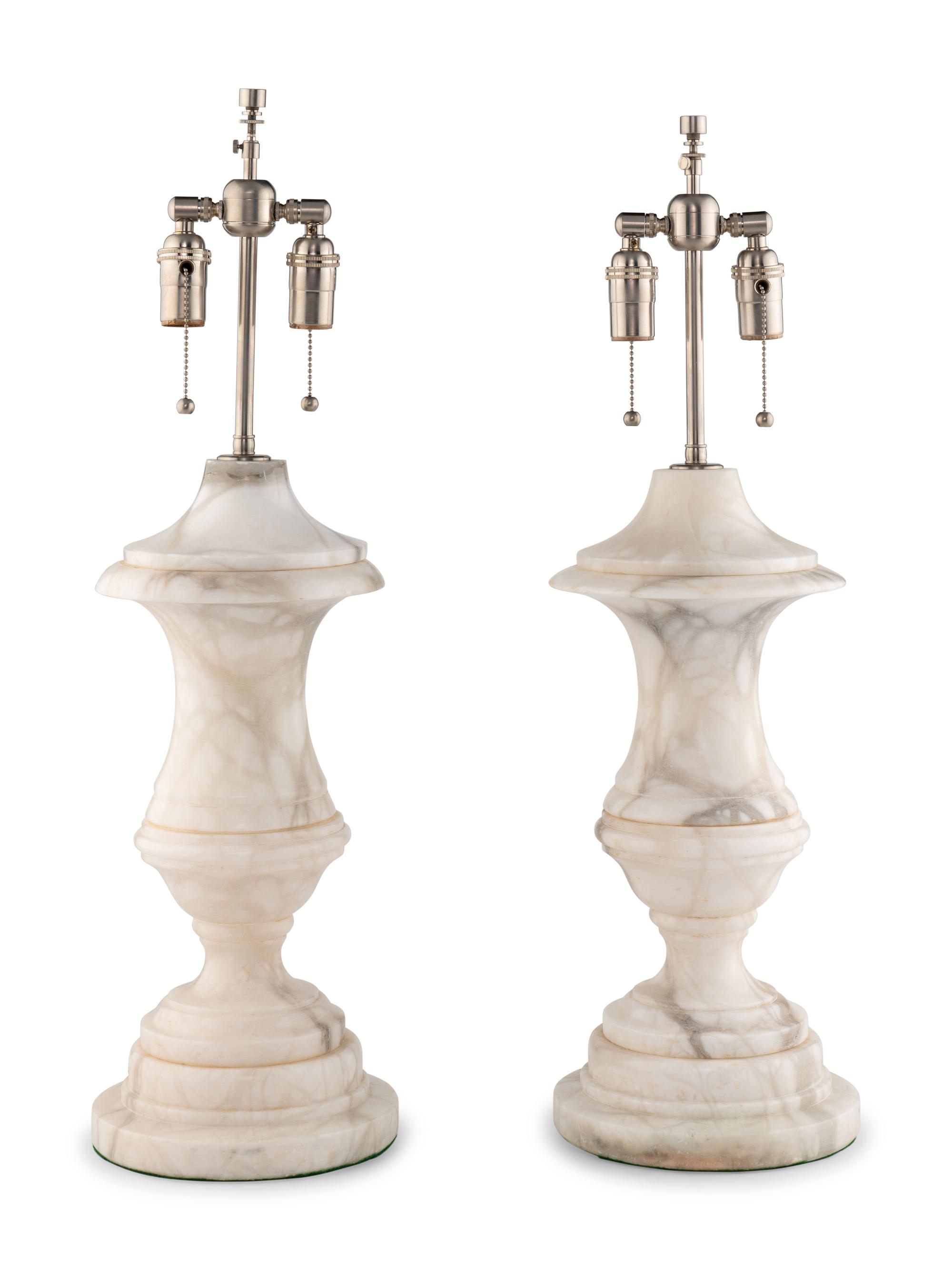 A Pair of Carrara Urn Lamps