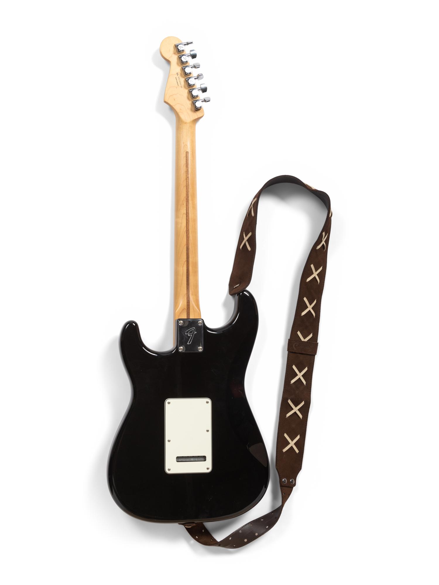 A Fender Black Stratocaster Electric Guitar