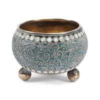 A Set of Six Russian Silver and Enamel Salts