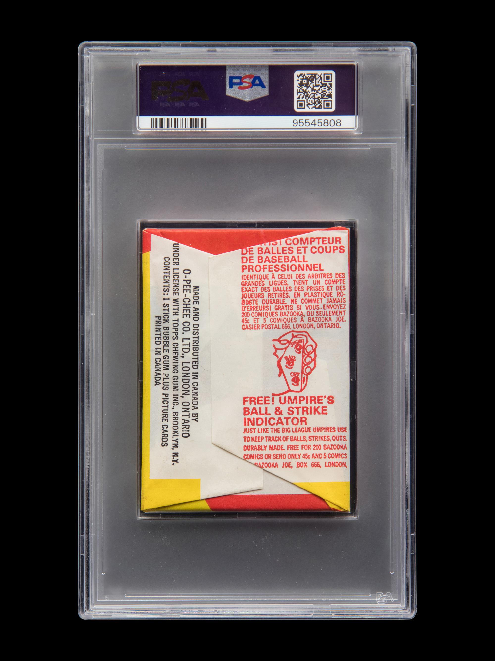 A Sealed Unopened Wax Pack of 1973 O-Pee-Chee Baseball Cards (PSA 8 NM-MT)