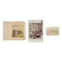 [Lincoln, Abraham]. A group of 13 photos related to Lincoln, his death, and funeral, including buildings draped in mourning.