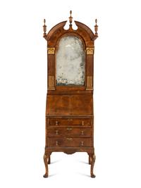 A George II Style Parcel Gilt Walnut Bureau Bookcase