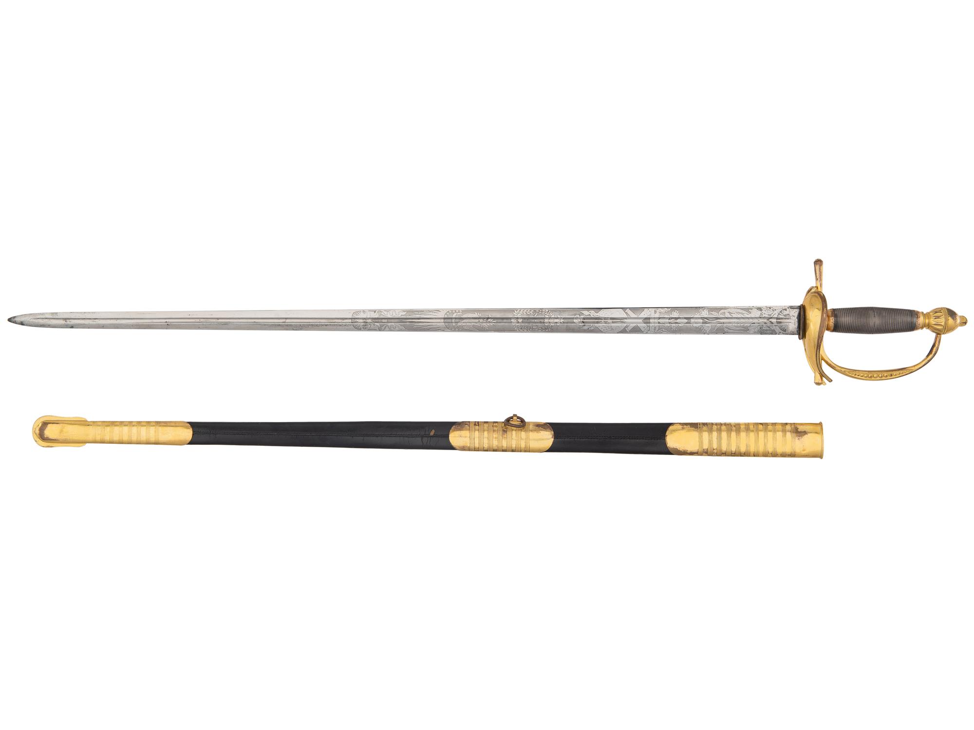 [MILITARIA]. Excellent US Model 1834 Officer’s Sword for Infantry, Artillery & Ordnance. Manufactured by Ames.
