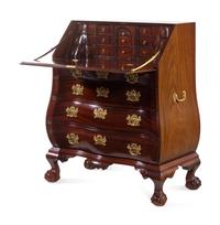 A Chippendale Style Carved Mahogany Bombe-Form Slant-Front Desk