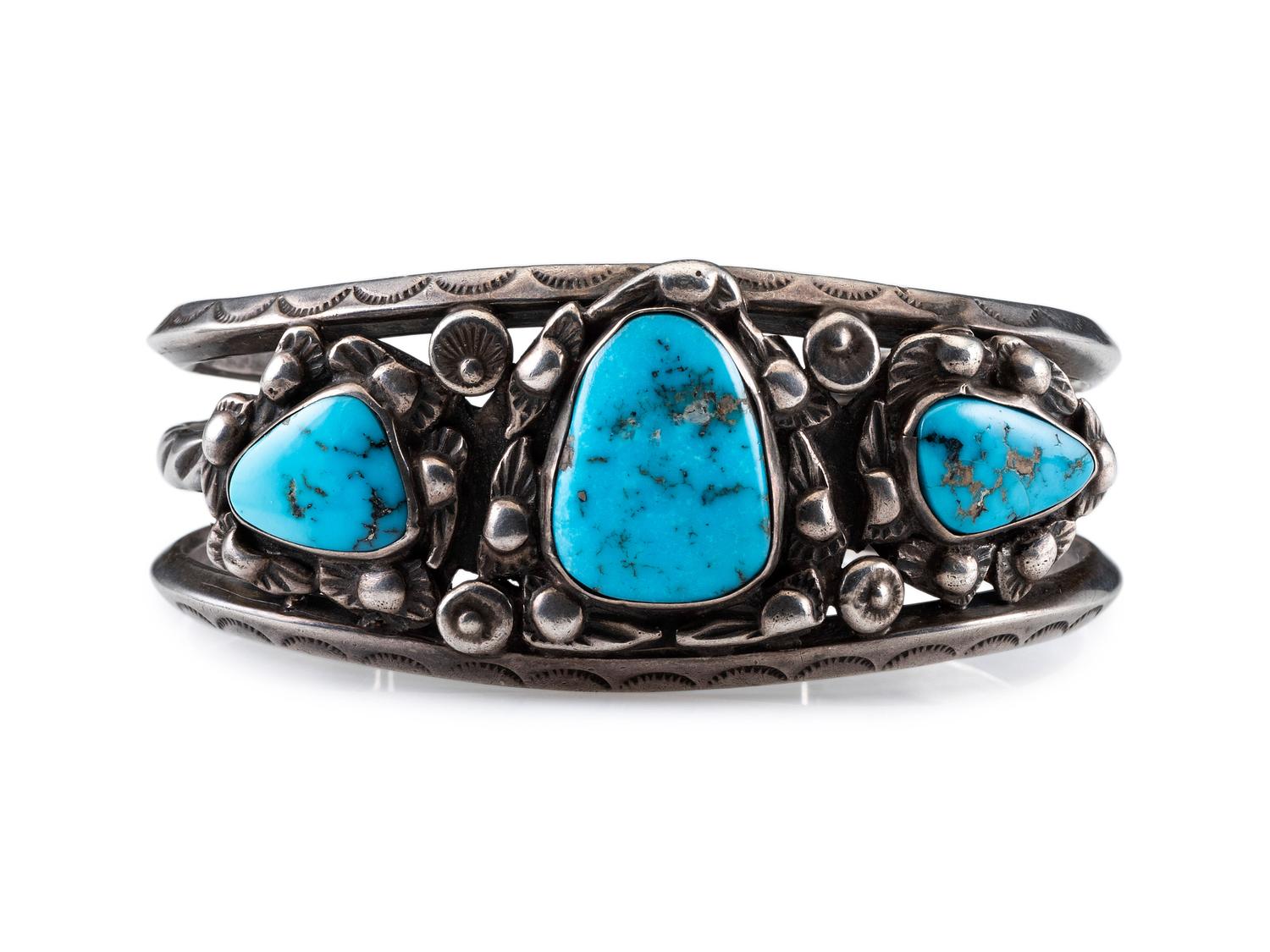 Navajo Silver and Turquoise Cuff Bracelet