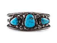 Navajo Silver and Turquoise Cuff Bracelet