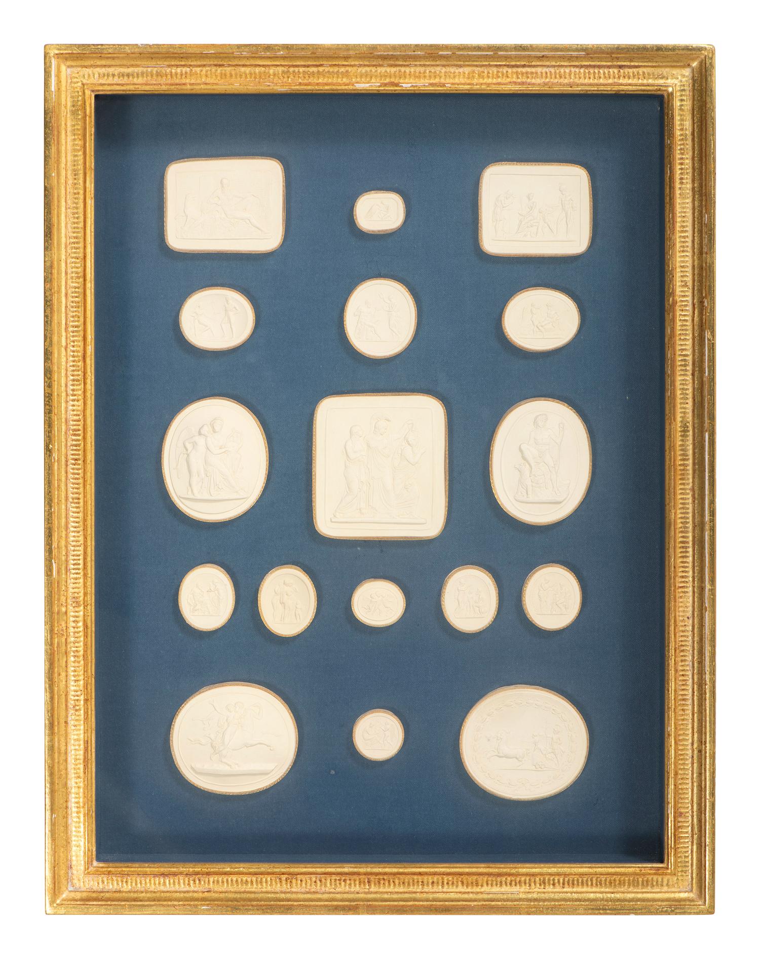 Seven Framed Groups of Grand Tour Plaster Intaglios