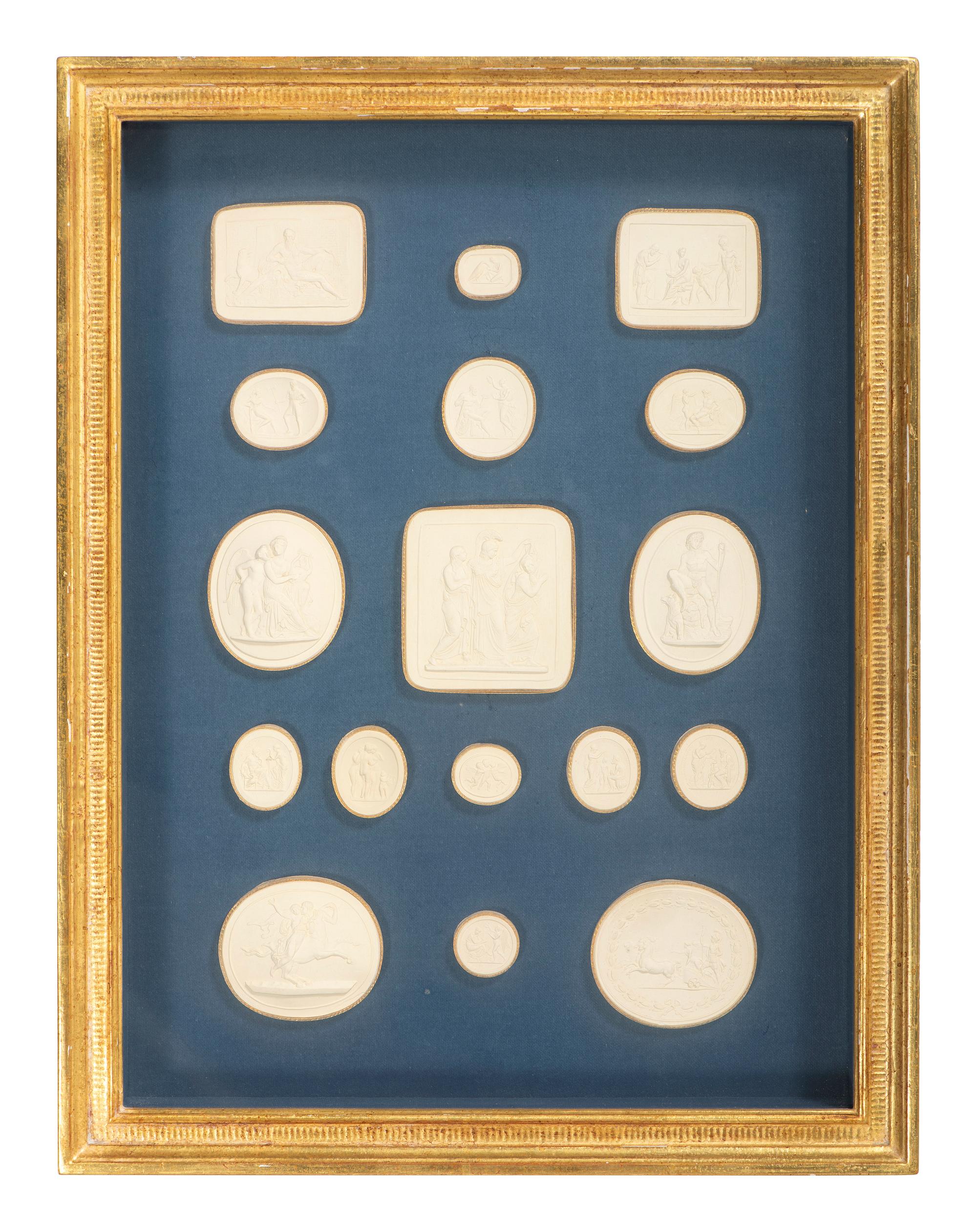 Seven Framed Groups of Grand Tour Plaster Intaglios