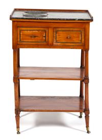 A French Provincial Fruitwood Marble Top Refraichissoir Height 31 x width 20 1/4 x depth 15 inches. — 19TH CENTURY