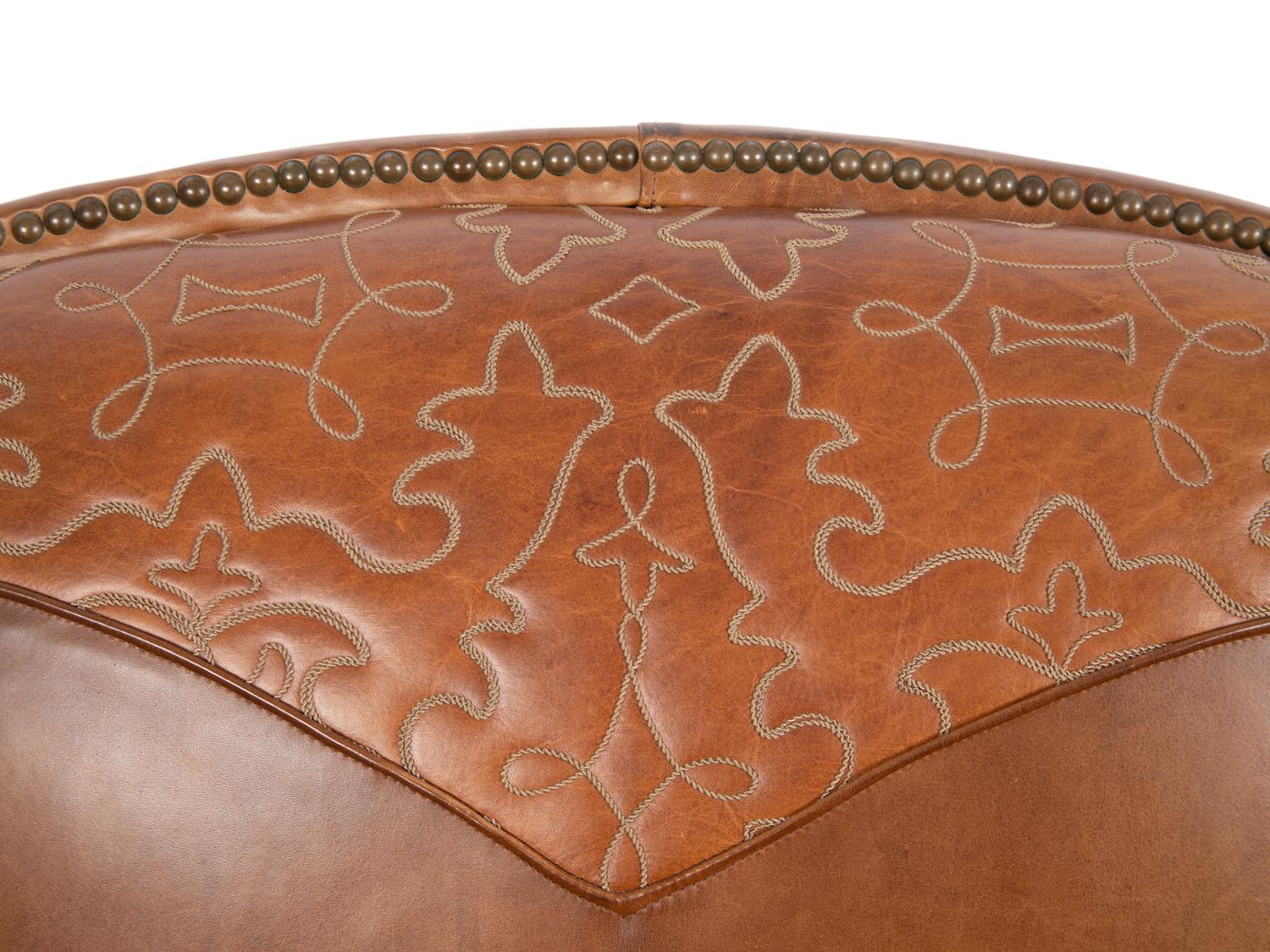 A Pair of Paul Robert Southwestern Style Leather and Kilim Upholstered Armchairs