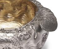 A Rare and Monumental Sterling Silver Japonesque Punch Bowl