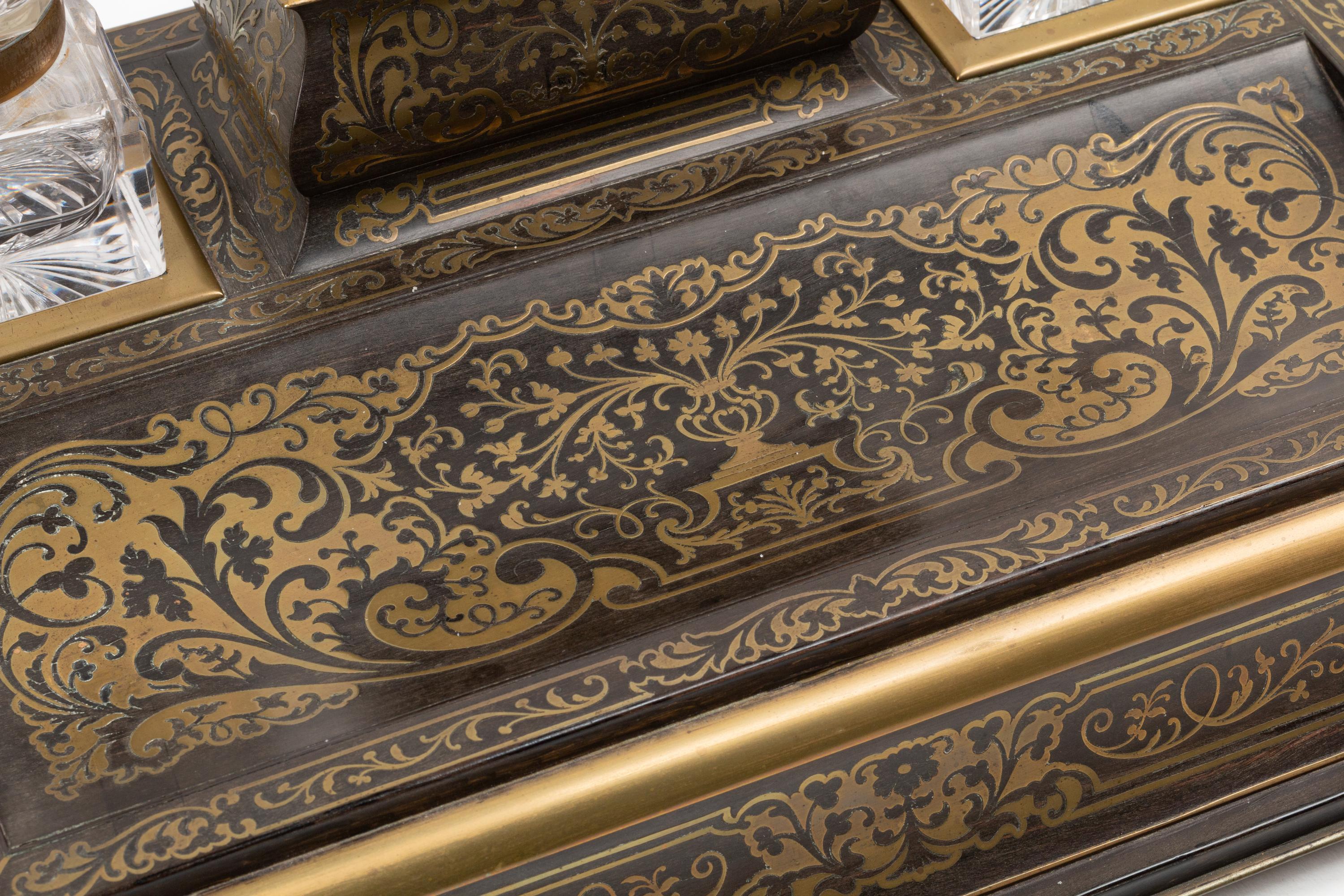 An English Boulle Marquetry Inkwell
