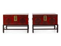 A Pair of Chinese Lacquered Trunks