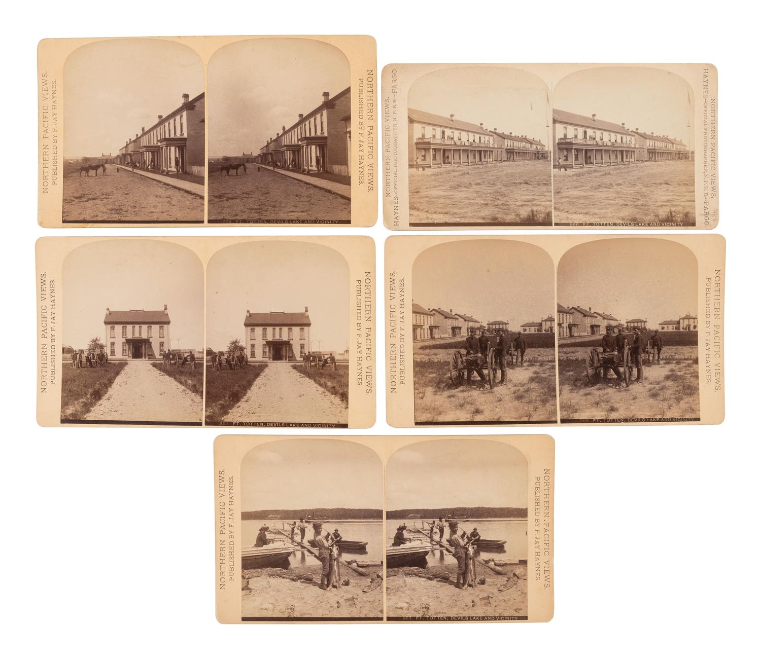HAYNES, F. Jay (1853-1921), photographer. A group of 9 stereoviews of Ft. Totten, Dakota Territory. Ca 1880s.