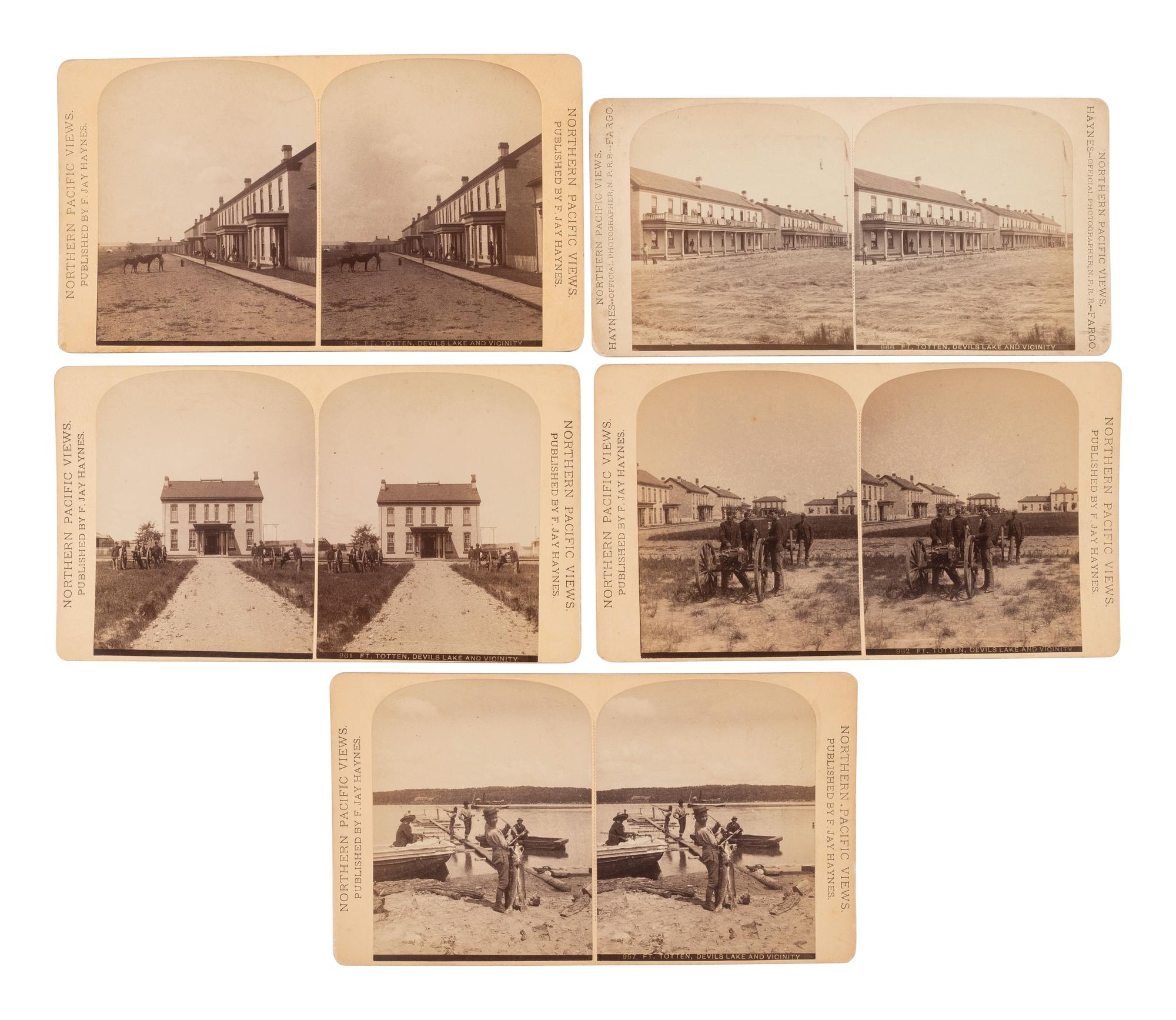 HAYNES, F. Jay (1853-1921), photographer. A group of 9 stereoviews of Ft. Totten, Dakota Territory. Ca 1880s.