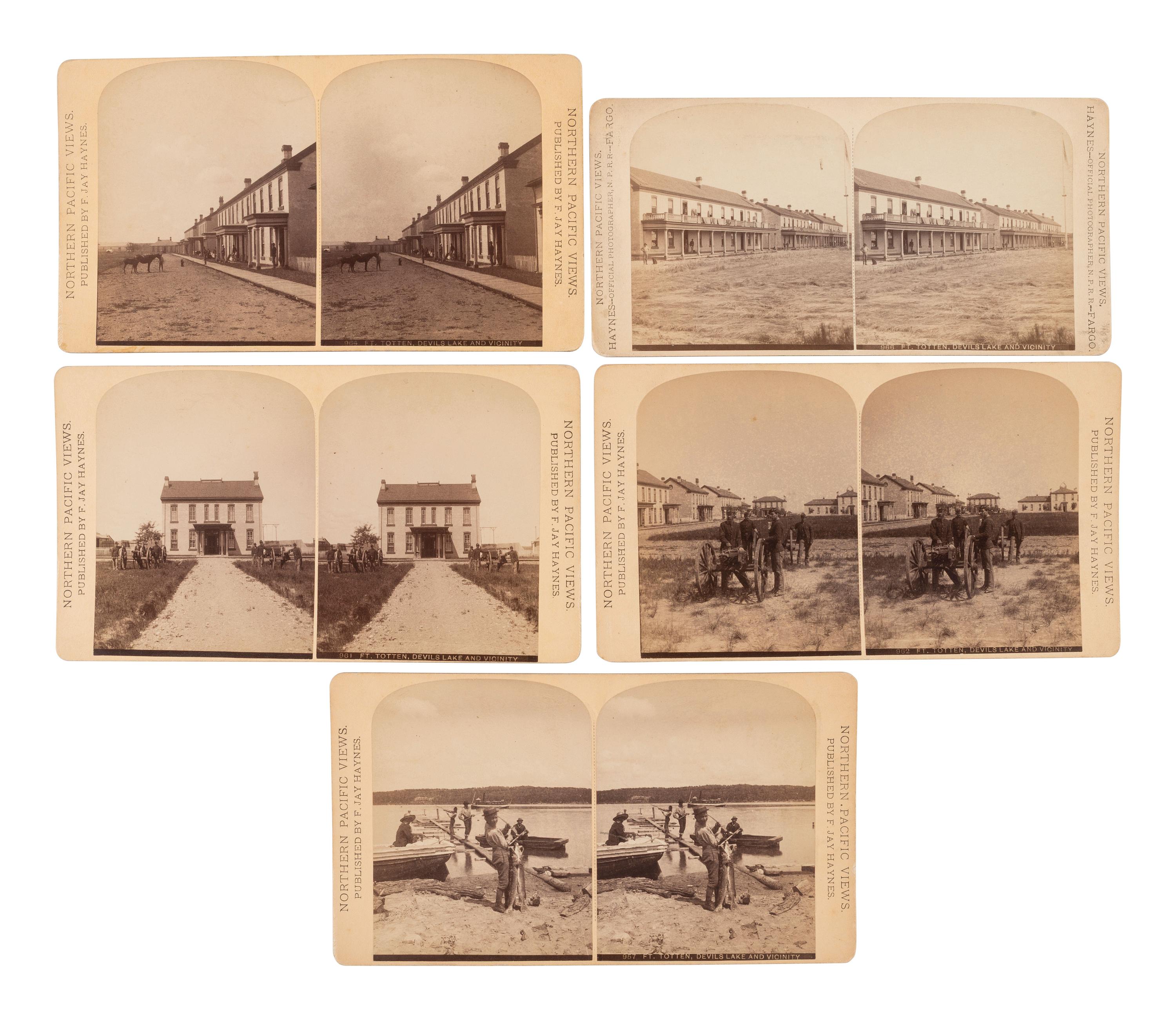 HAYNES, F. Jay (1853-1921), photographer. A group of 9 stereoviews of Ft. Totten, Dakota Territory. Ca 1880s.