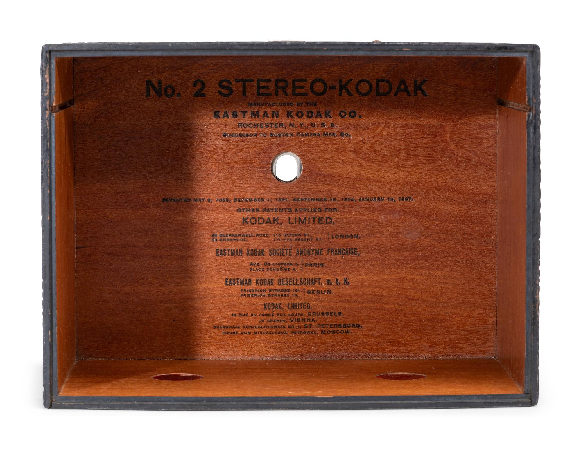 [EARLY PHOTOGRAPHY]. Eastman Kodak Co. No. 2 Stereo Kodak box camera. Rochester, NY, ca 1901-1905.