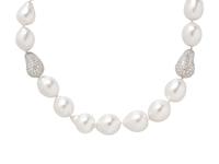 CULTURED SOUTH SEA BAROQUE PEARL AND DIAMOND NECKLACE