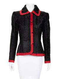 Givenchy Broadtail Fur Jacket with Red Trim, 1980-90s