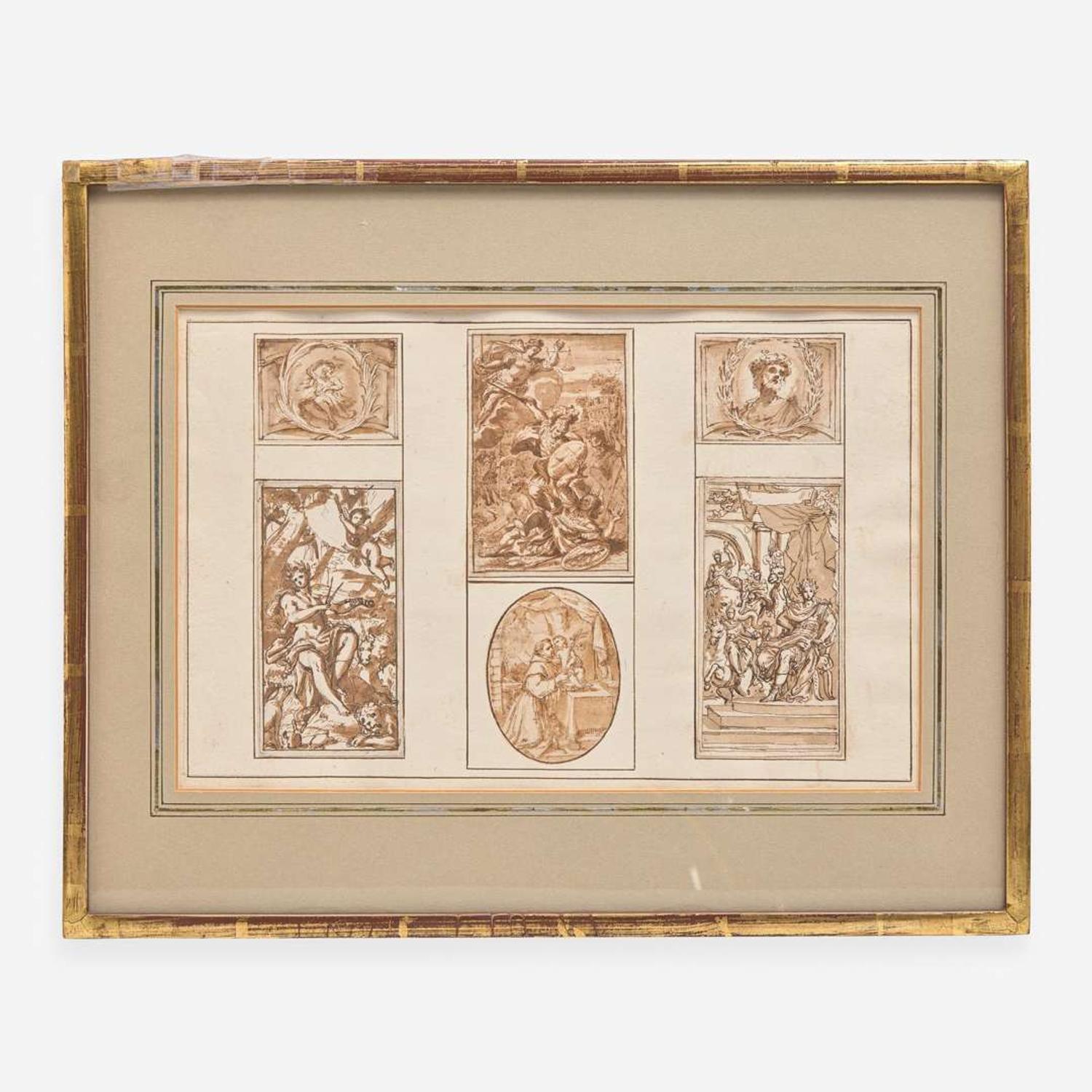 Italian School (17th Century) Set of Six Drawings, Including 'Orpheus Charming the Animals'