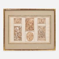 Italian School (17th Century) Set of Six Drawings, Including 'Orpheus Charming the Animals'